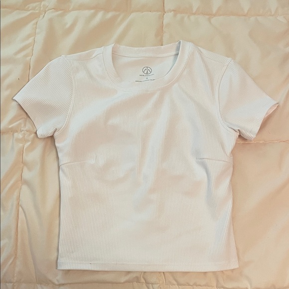 Tops - White Ribbed Short Sleeve Top